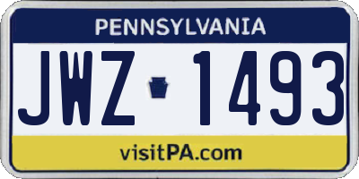 PA license plate JWZ1493