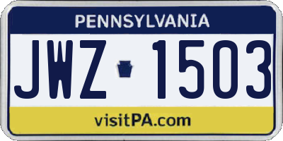 PA license plate JWZ1503