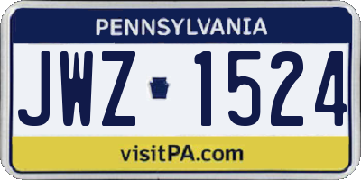 PA license plate JWZ1524