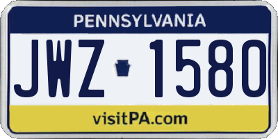 PA license plate JWZ1580