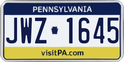 PA license plate JWZ1645