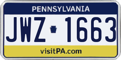 PA license plate JWZ1663