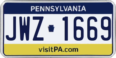 PA license plate JWZ1669