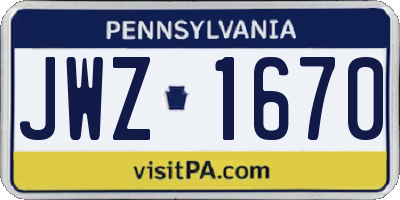 PA license plate JWZ1670