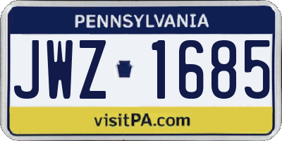 PA license plate JWZ1685