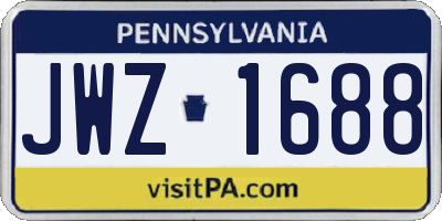 PA license plate JWZ1688