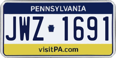 PA license plate JWZ1691