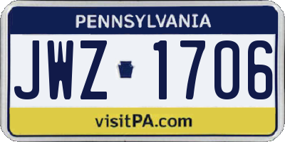 PA license plate JWZ1706