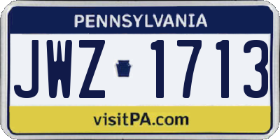 PA license plate JWZ1713