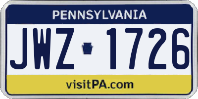 PA license plate JWZ1726