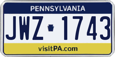 PA license plate JWZ1743
