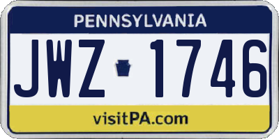 PA license plate JWZ1746
