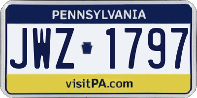 PA license plate JWZ1797