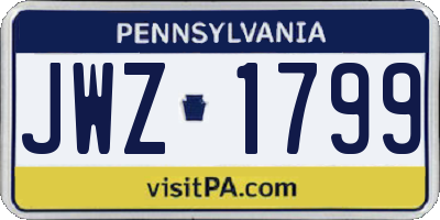 PA license plate JWZ1799