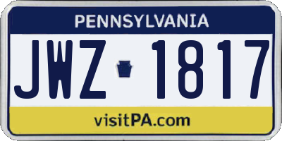 PA license plate JWZ1817