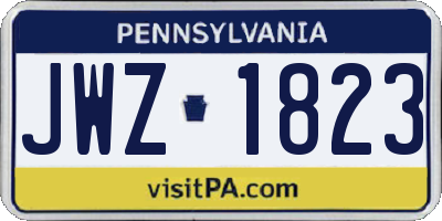PA license plate JWZ1823