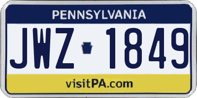 PA license plate JWZ1849