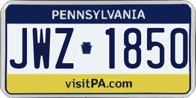 PA license plate JWZ1850