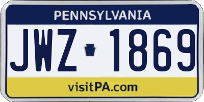 PA license plate JWZ1869