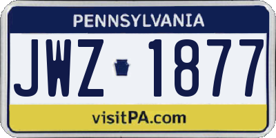 PA license plate JWZ1877