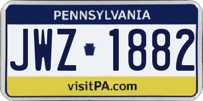 PA license plate JWZ1882
