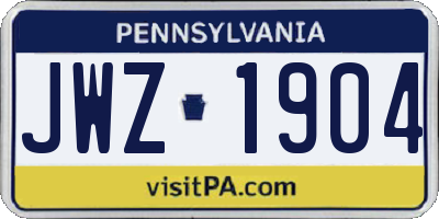 PA license plate JWZ1904