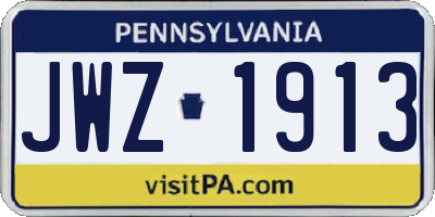 PA license plate JWZ1913