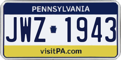 PA license plate JWZ1943