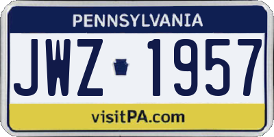 PA license plate JWZ1957