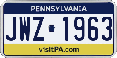 PA license plate JWZ1963
