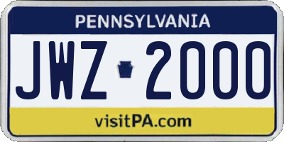 PA license plate JWZ2000