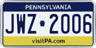 PA license plate JWZ2006