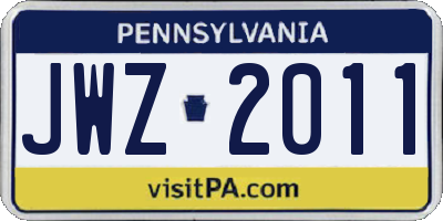PA license plate JWZ2011