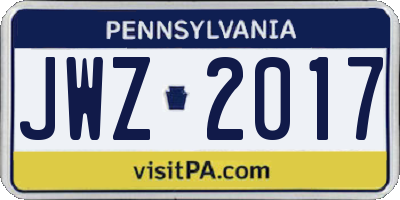 PA license plate JWZ2017