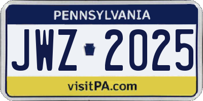 PA license plate JWZ2025