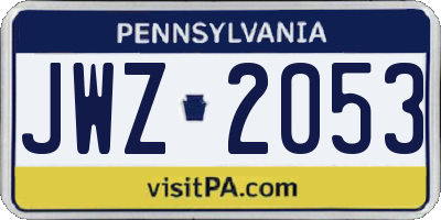 PA license plate JWZ2053