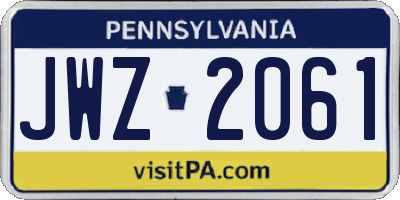 PA license plate JWZ2061
