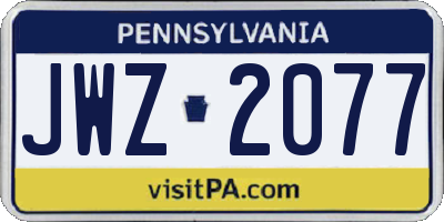 PA license plate JWZ2077