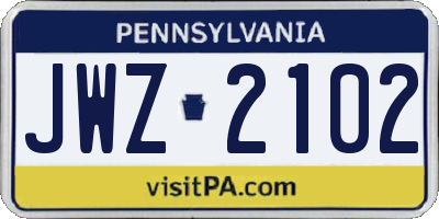 PA license plate JWZ2102