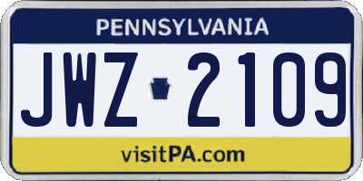 PA license plate JWZ2109