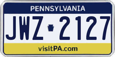 PA license plate JWZ2127