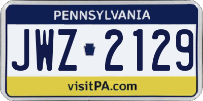 PA license plate JWZ2129