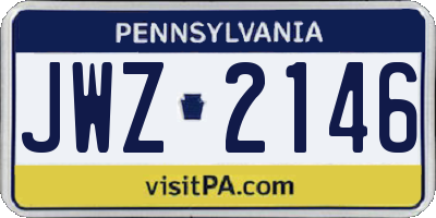 PA license plate JWZ2146