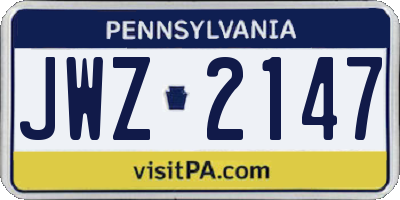 PA license plate JWZ2147
