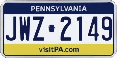 PA license plate JWZ2149