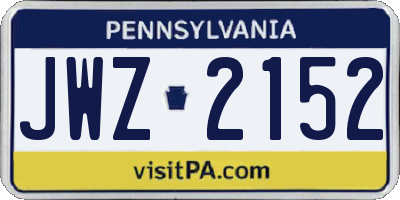 PA license plate JWZ2152