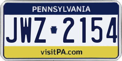 PA license plate JWZ2154