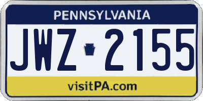 PA license plate JWZ2155
