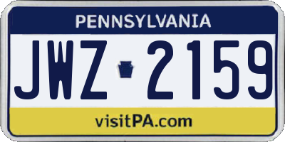 PA license plate JWZ2159