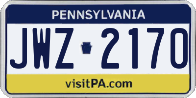 PA license plate JWZ2170